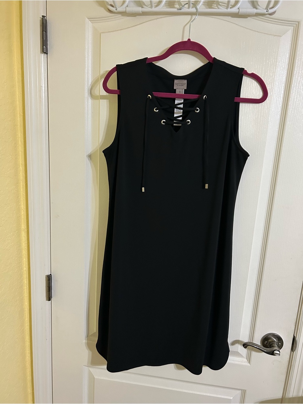 Chico's Black Sleeveless Lace-Up Shift Dress